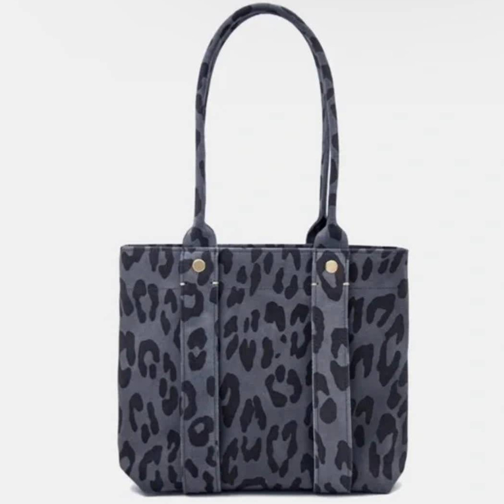 Clare V. Le Petit Cousin Mini Cat Print Gray Black Tote Bag Purse